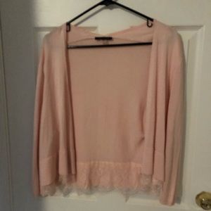 Pale pink dressy open sweater